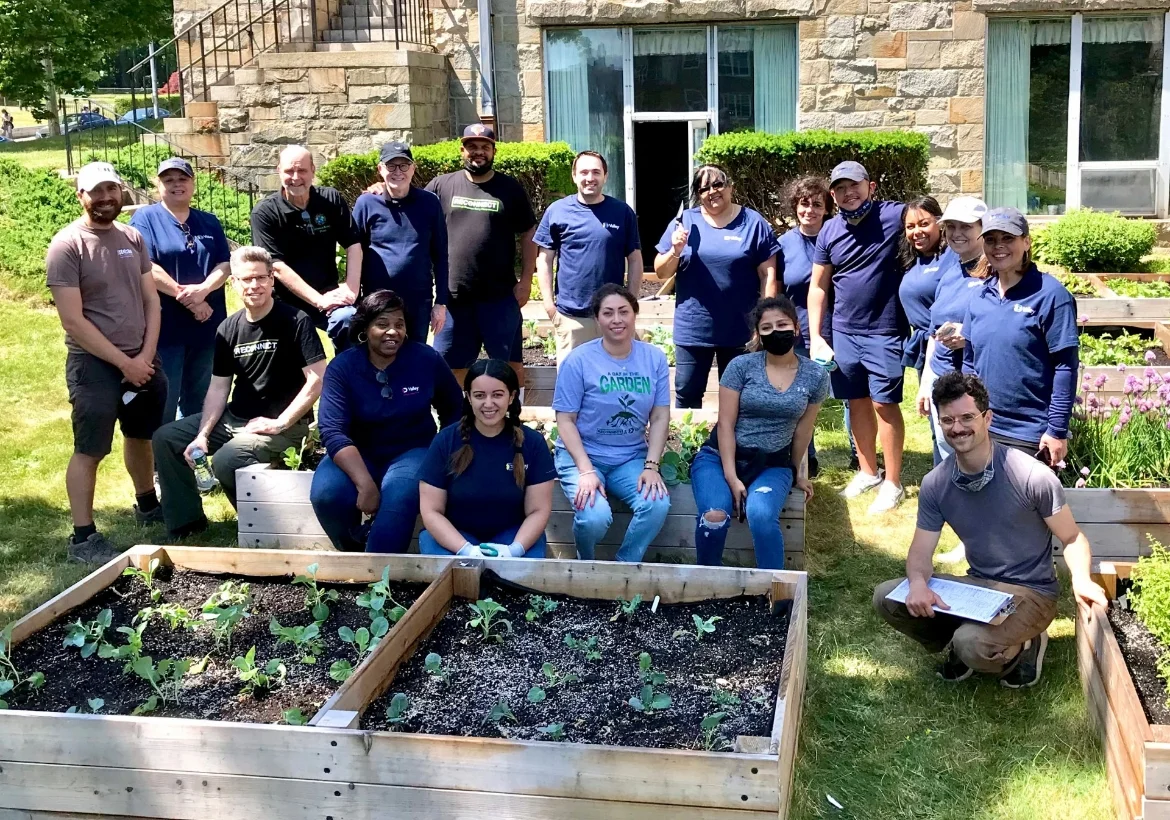 TBP garden and workers